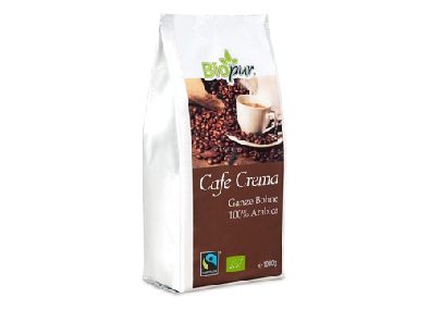 BioPur Fairtrade Café Crema, ganze Bohne im 1000g Beutel-