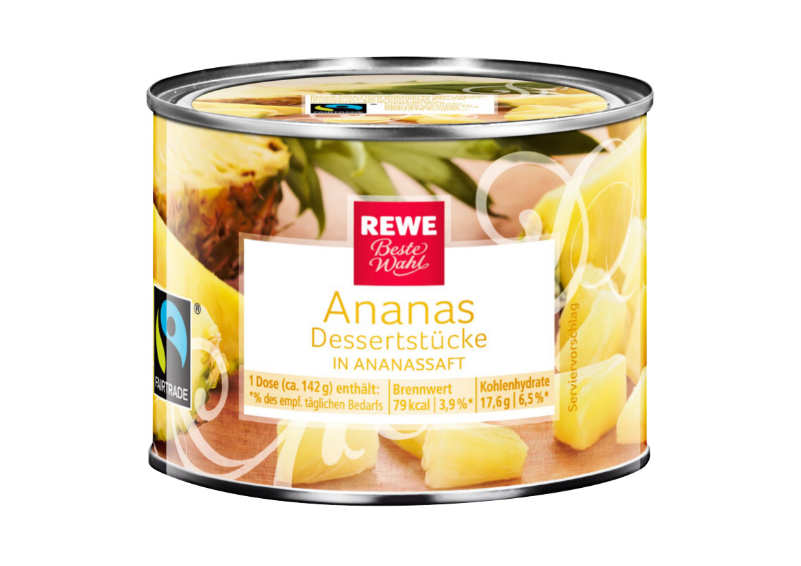 REWE Beste Wahl Ananas Dessertstücke in eigenem Saft-
