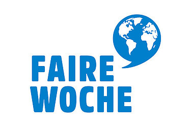 Logo der Fairen Woche (blau auf weißem Grund)
