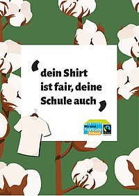 <p>Unsere Kampagnen-Postkarte mit dem Slogan: "Dein Shirt ist fair, deine Schule auch?"</p>