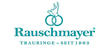 Logo der Rauschmayer Manufaktur: Trauringe mit Tauben und Schriftzug