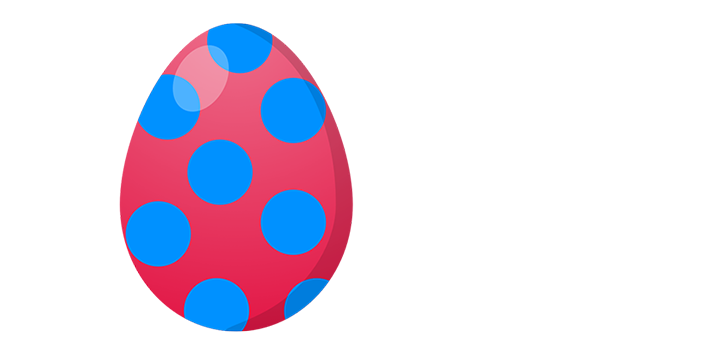 rotes Osterei mit blauen Punkten