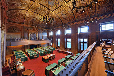 Sitzungssaal des niederländischen Senats: Foto. © Corne Bastiaansen