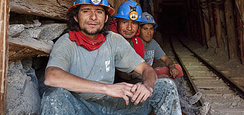 Arbeiter der Goldmine Aurifera Cuatro de Enero in Peru