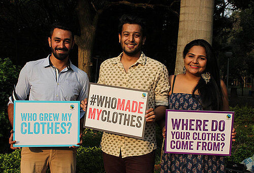 Aktion zur Fashion Revolution bei Fairtrade India