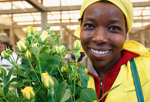 Jacquiline Kemunto, Arbeiterin auf einer Blumenfarm in Kenia